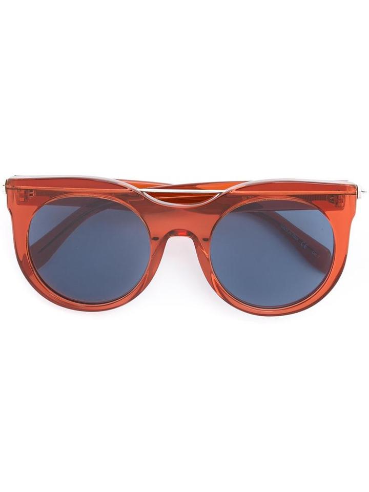 Alexander Mcqueen Round Frame Sunglasses, Women's, Yellow/orange, Acetate