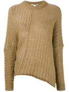 Stella Mccartney - Rib Knit Jumper - Women - Linen/flax - 40, Green, Linen/flax