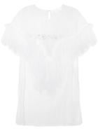 Genny Sheer Ruffle Detail T-shirt - White