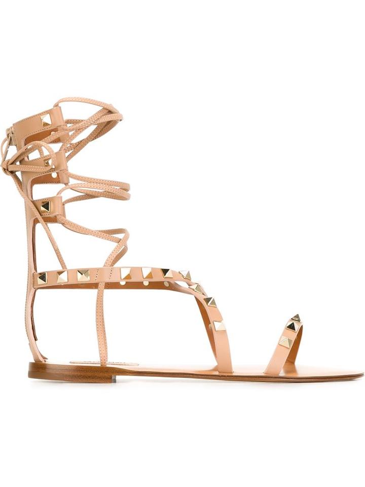 Valentino Garavani Rockstud Gladiator Sandals, Women's, Size: 36, Pink/purple, Leather