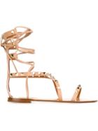 Valentino Garavani Rockstud Gladiator Sandals, Women's, Size: 36, Pink/purple, Leather