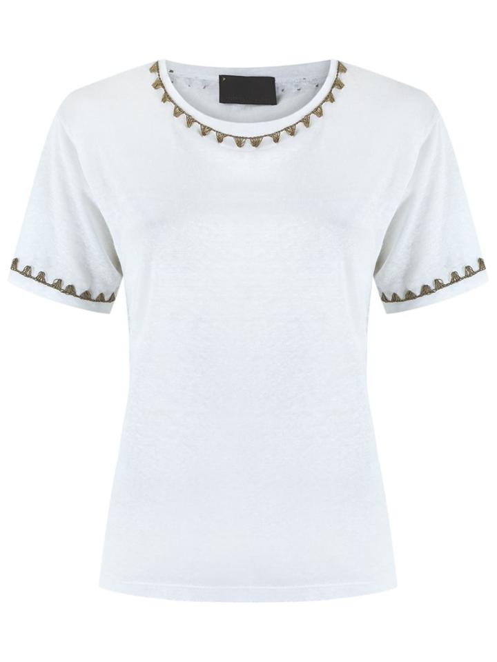 Andrea Bogosian Embroidered T-shirt, Women's, Size: Medium, White, Cotton