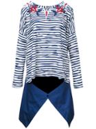 Antonio Marras Skirt Applique Striped Sweatshirt, Women's, Size: 42, Blue, Cotton/polyester/viscose