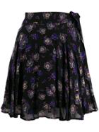 Ganni Floral Wrap Mini Skirt - Black