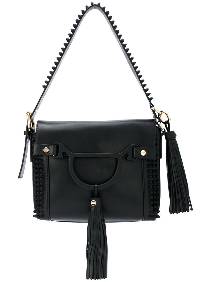 Borbonese - Fringed Shoulder Bag - Women - Cotton/leather - One Size, Black, Cotton/leather