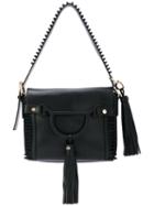 Borbonese - Fringed Shoulder Bag - Women - Cotton/leather - One Size, Black, Cotton/leather