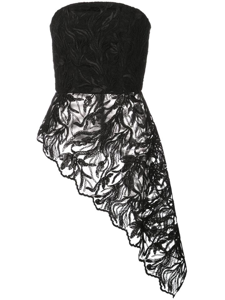 Christian Siriano Asymmetrical Strapless Top - Black