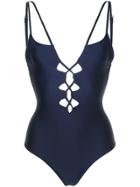 Suboo Plunge Neck One Piece Swimsuit - Blue