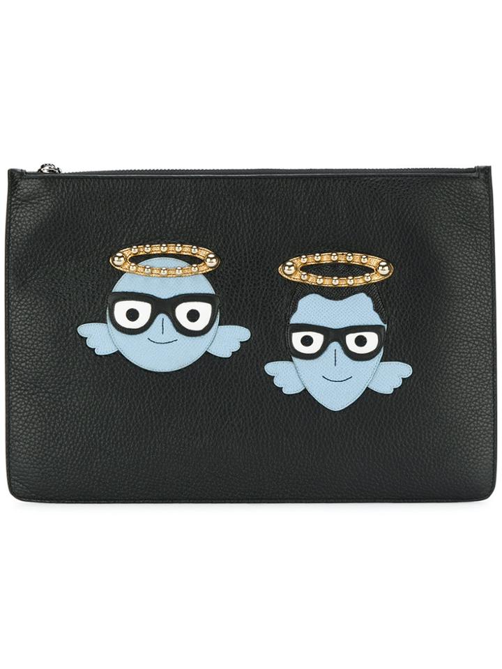 Dolce & Gabbana Designer Patch Clutch - Black