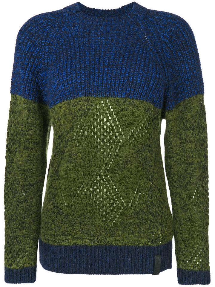 Kenzo - Striped Knitted Sweater - Women - Polyamide/wool/alpaca - M, Green, Polyamide/wool/alpaca