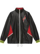 Gucci Leather Bomber Jacket With Gg Blade - Black