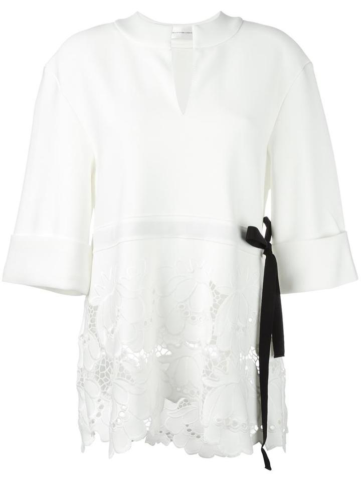 Embroidered Flowers Blouse, Women's, Size: 10, White, Polyester/spandex/elastane/silk/cotton, Victoria Victoria Beckham