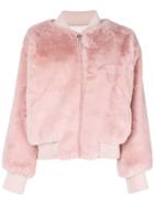Chiara Ferragni Logo Backed Fur Bomber - Pink & Purple