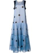 Natasha Zinko Long Polka Dot Dress, Women's, Size: 38, Blue, Polyamide/silk
