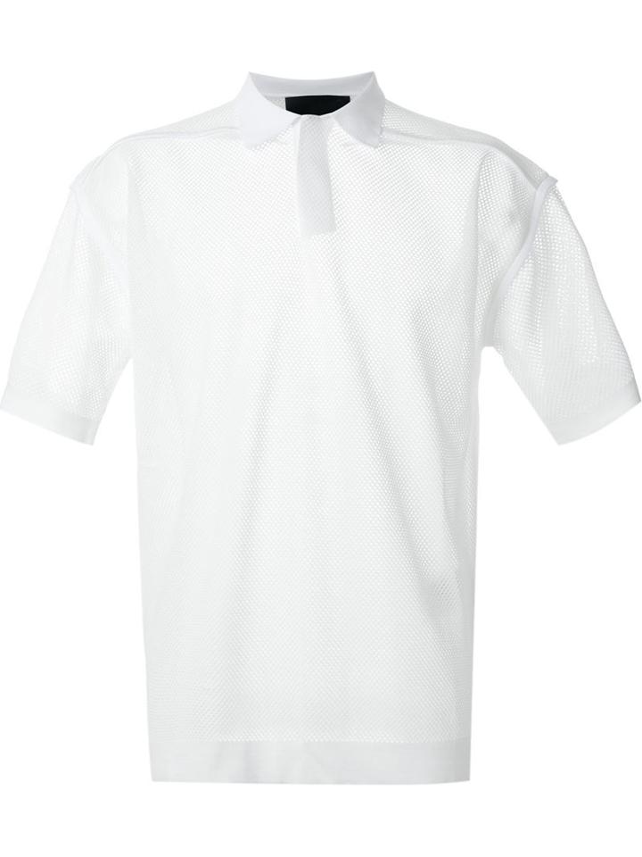 Juun.j Mesh Polo Shirt, Men's, Size: 46, White, Polyester/rayon