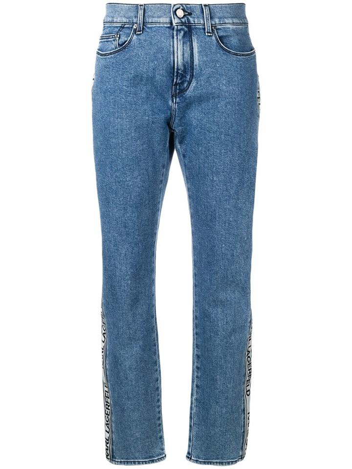 Karl Lagerfeld Logo Tape Denim Jeans - Blue