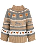 Alberta Ferretti High Neck Knit Sweater - Nude & Neutrals