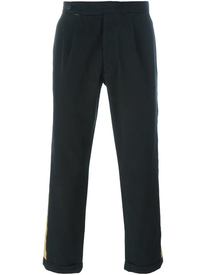 Palm Angels Yellow Stripe Trousers, Men's, Size: 44, Blue, Cotton