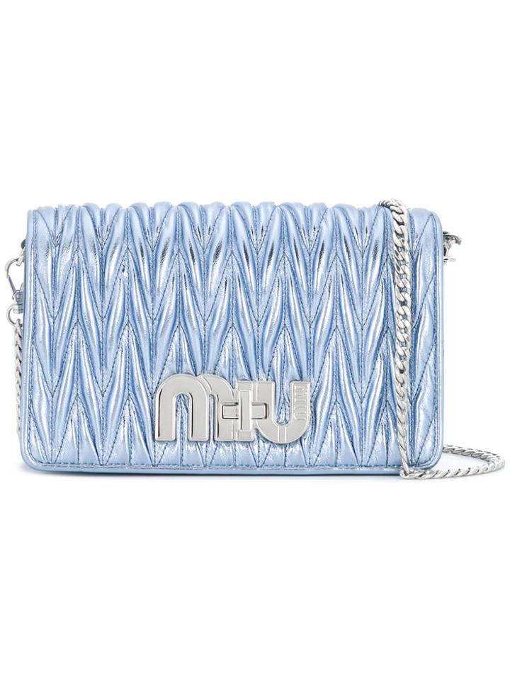 Miu Miu Foldover Top Shoulder Bag - Blue