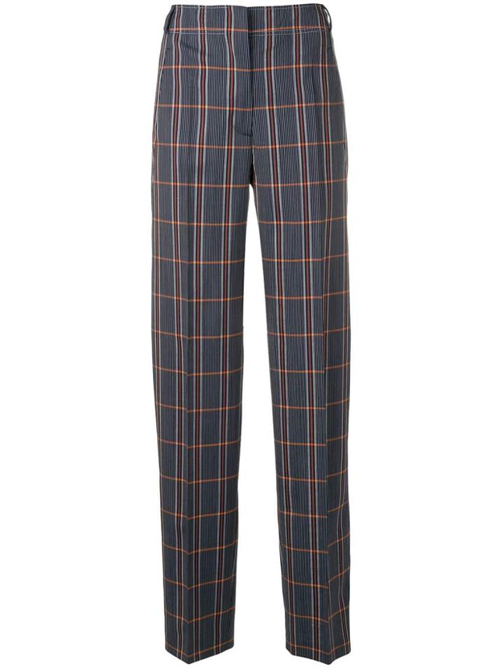 Cédric Charlier Plaid Tailored Trousers - Blue