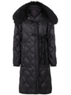 Moncler Fur Collar Quilted Coat - Black