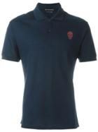 Alexander Mcqueen Skull Patch Polo Shirt, Men's, Size: Small, Blue, Cotton