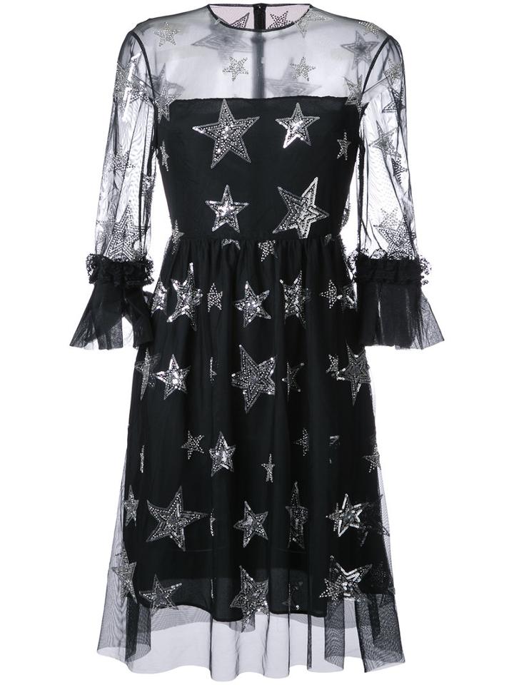 Huishan Zhang Star Sequined Dress, Women's, Size: 12, Black, Polyester