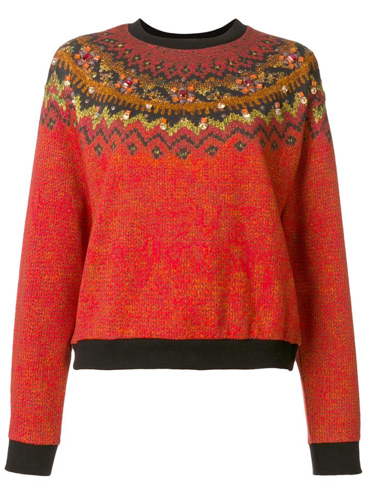 Etro Embellished Intarsia Jumper - Red