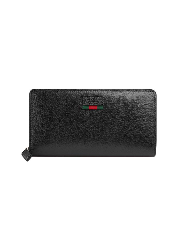 Gucci Zip Around Wallet With Web - Black