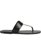 Gucci Leather Thong Sandal With Double G - Black
