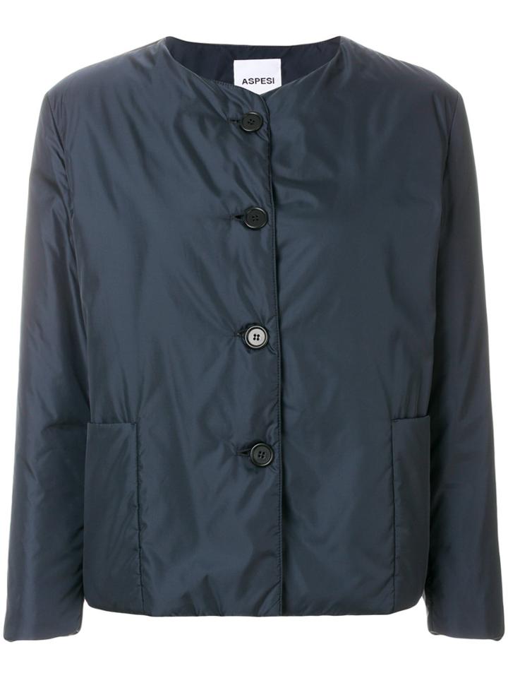 Aspesi Cropped Collarless Jacket - Blue