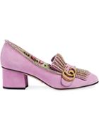 Gucci Suede Mid-heel Pumps With Crystals - Pink & Purple