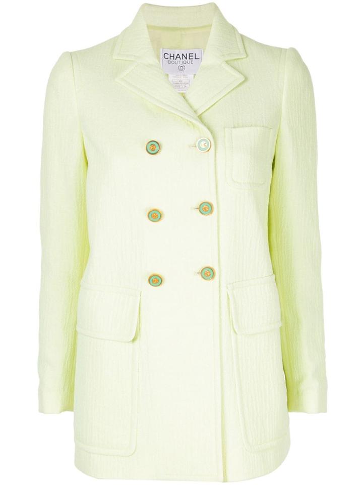 Chanel Pre-owned Long Sleeve Coat Jacket - Green