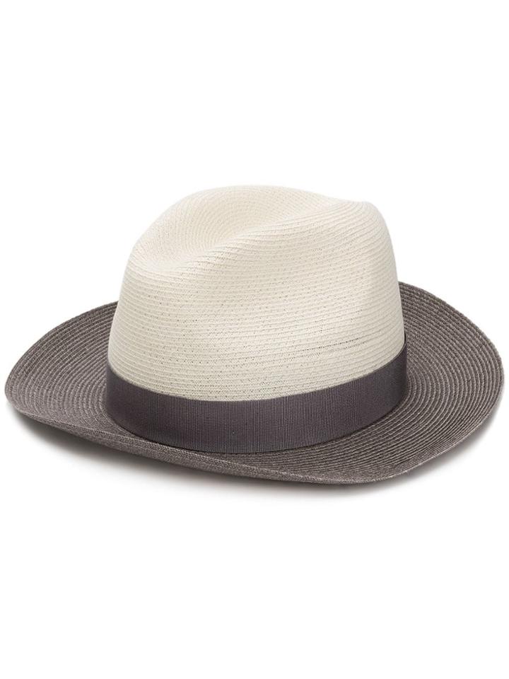 Fabiana Filippi Bicolour Panama Hat - Neutrals