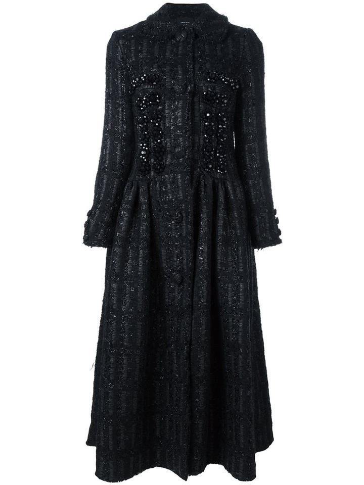 Simone Rocha Embellished Princess Coat, Women's, Size: 6, Black, Acrylic/nylon/polyester/wool