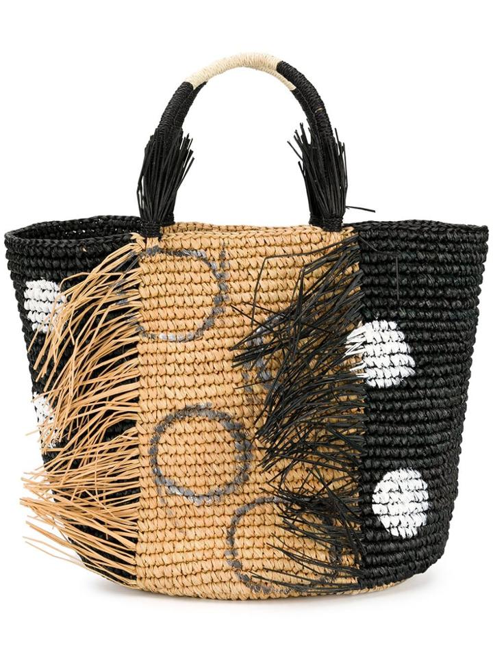 Sensi Studio Dotted Woven Tote - Black