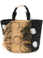 Sensi Studio Dotted Woven Tote - Black