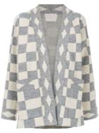 Framed Checkmate Knit Cardigan - Grey