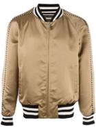 Marc Jacobs Striped Trim Bomber Jacket, Men's, Size: 48, Nude/neutrals, Viscose/cotton/spandex/elastane