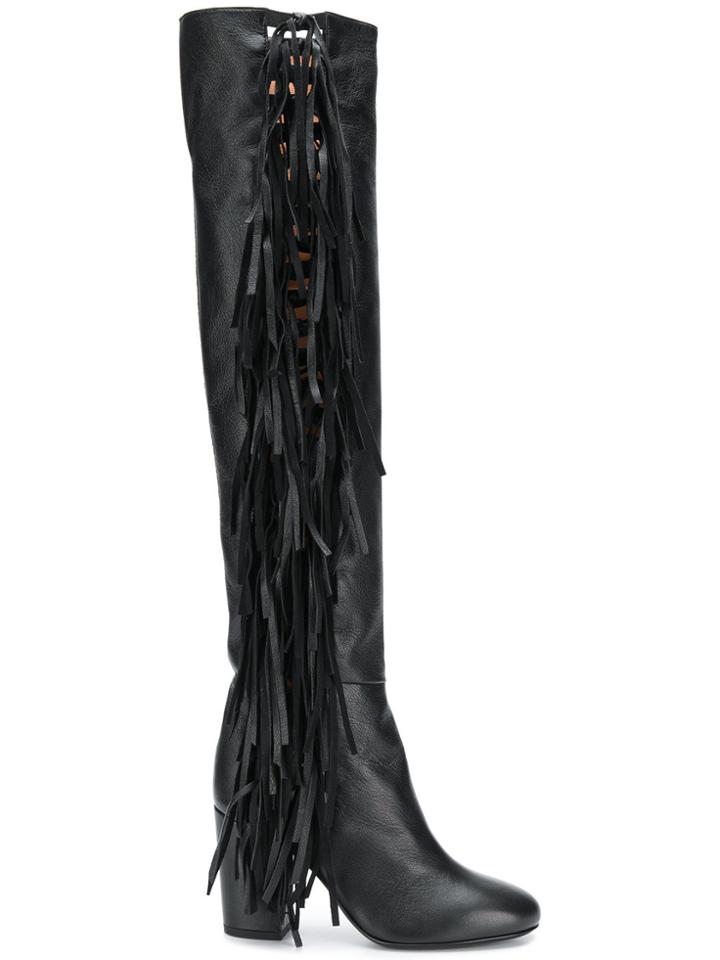 Laurence Dacade Almond Toe Fringe Boots - Black