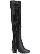 Laurence Dacade Almond Toe Fringe Boots - Black