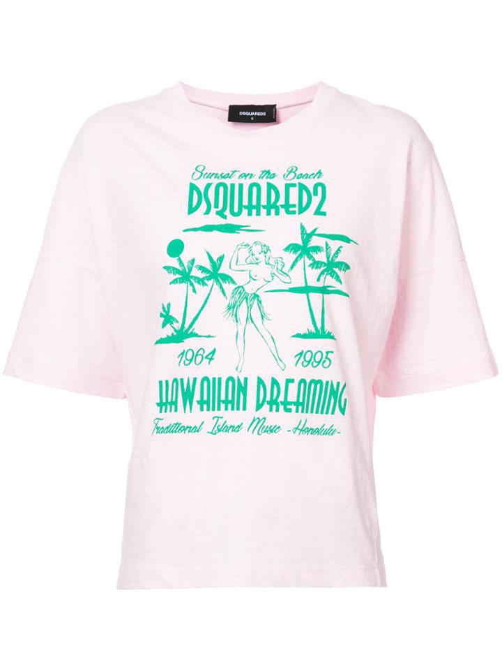 Dsquared2 Hawaiian Dreaming Print T-shirt - Pink & Purple