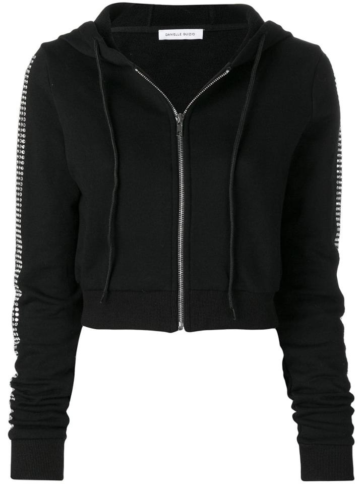 Danielle Guizio Cropped Jersey Hoodie - Black