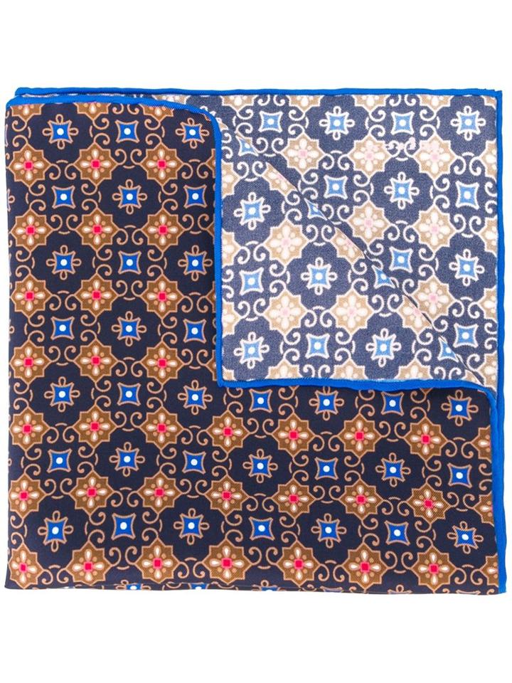 Kiton Arabesque Print Pocket Square, Men's, Silk