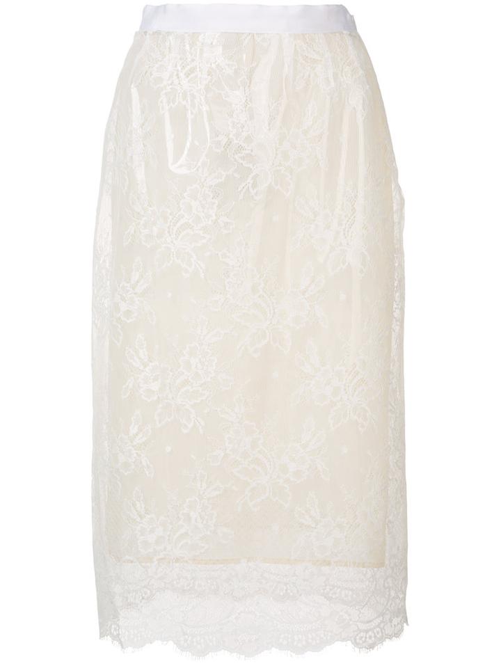Maison Margiela - Lace Panel Skirt - Women - Silk/polyamide/polyurethane/viscose - 44, White, Silk/polyamide/polyurethane/viscose