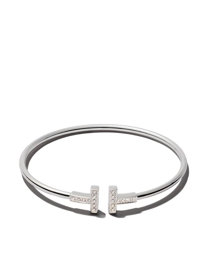 Tiffany & Co 18kt White Gold Tiffany T Wire Diamond Medium Cuff -