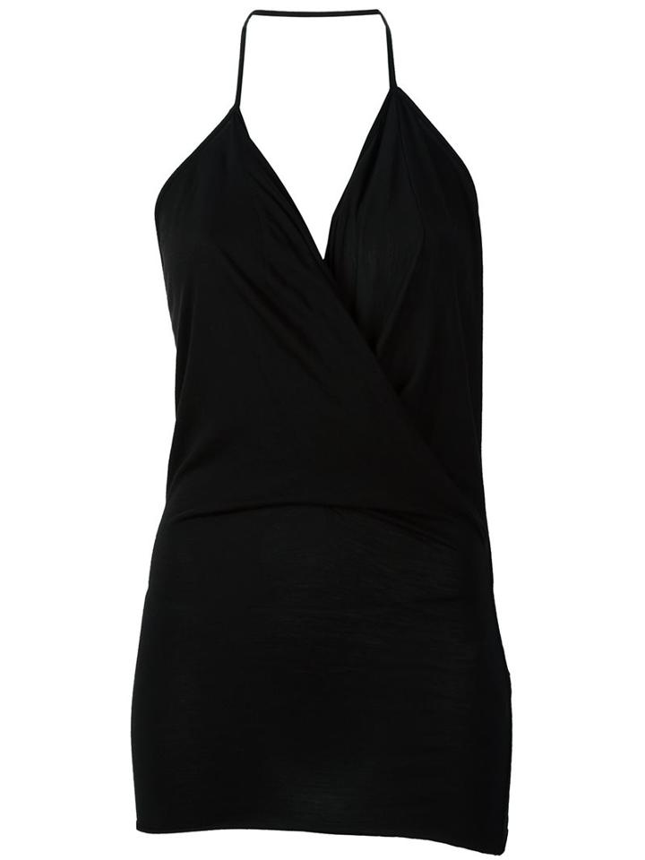 Rick Owens Lilies Wrap Effect Halter Top, Women's, Size: 44, Black, Cotton/polyamide/viscose