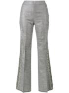 Giambattista Valli - Floral Embroidered Trousers - Women - Silk/linen/flax/virgin Wool - 38, Grey, Silk/linen/flax/virgin Wool