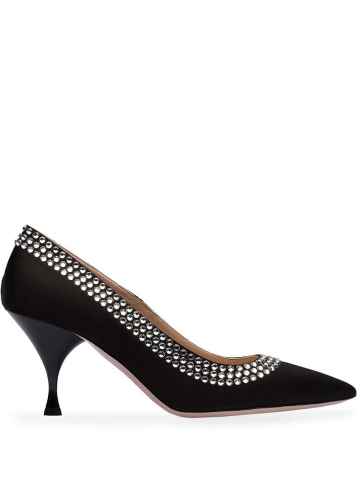 Miu Miu Crystal-embellished 75mm Pumps - Black