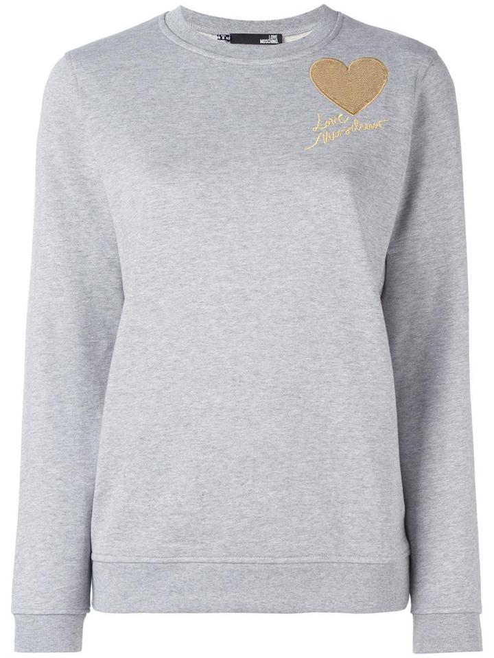 Love Moschino Sequined Logo Sweatshirt, Women's, Size: 42, Grey, Cotton